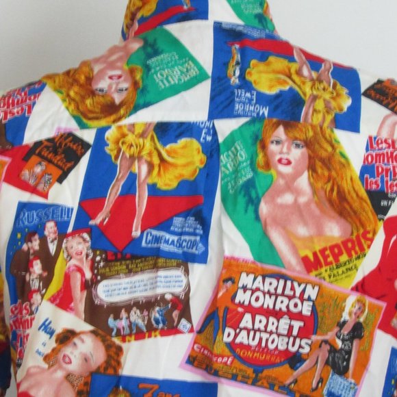 RARE Bespoke Shirt with Marilyn Monroe Brigitte Bardot French Movie Titles Sz M - Picture 13 of 15